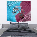 Personalised Eagles And Sharks Rugby Tapestry Aboriginal Mix Polynesian Pattern