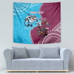 Personalised Eagles And Sharks Rugby Tapestry Aboriginal Mix Polynesian Pattern