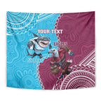 Personalised Eagles And Sharks Rugby Tapestry Aboriginal Mix Polynesian Pattern