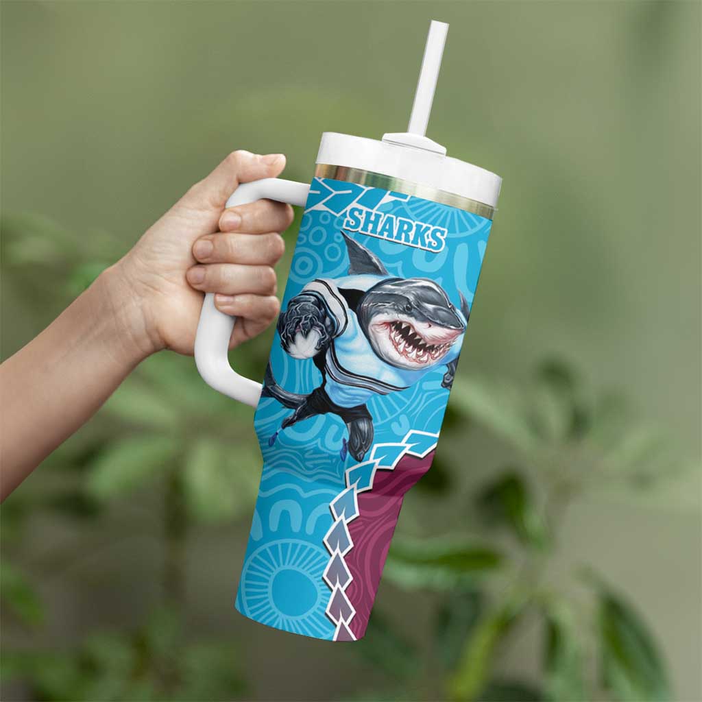Eagles And Sharks Rugby Tumbler With Handle Aboriginal Mix Polynesian Pattern