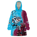 Personalised Eagles And Sharks Rugby Wearable Blanket Hoodie Aboriginal Mix Polynesian Pattern