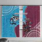 Personalised Eagles And Sharks Rugby Window Curtain Aboriginal Mix Polynesian Pattern