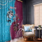 Personalised Eagles And Sharks Rugby Window Curtain Aboriginal Mix Polynesian Pattern