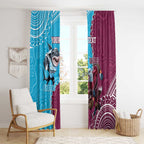 Personalised Eagles And Sharks Rugby Window Curtain Aboriginal Mix Polynesian Pattern