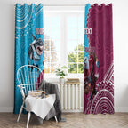 Personalised Eagles And Sharks Rugby Window Curtain Aboriginal Mix Polynesian Pattern