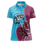 Personalised Eagles And Sharks Rugby Women Polo Shirt Aboriginal Mix Polynesian Pattern
