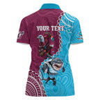 Personalised Eagles And Sharks Rugby Women Polo Shirt Aboriginal Mix Polynesian Pattern