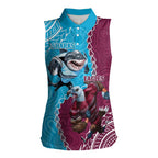 Personalised Eagles And Sharks Rugby Women Sleeveless Polo Shirt Aboriginal Mix Polynesian Pattern