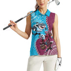 Personalised Eagles And Sharks Rugby Women Sleeveless Polo Shirt Aboriginal Mix Polynesian Pattern