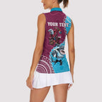 Personalised Eagles And Sharks Rugby Women Sleeveless Polo Shirt Aboriginal Mix Polynesian Pattern