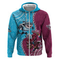 Personalised Eagles And Sharks Rugby Zip Hoodie Aboriginal Mix Polynesian Pattern