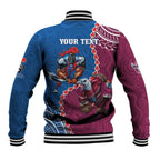 Personalised Eagles And Knights Rugby Baseball Jacket Aboriginal Mix Polynesian Pattern