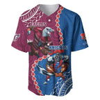 Personalised Eagles And Knights Rugby Baseball Jersey Aboriginal Mix Polynesian Pattern