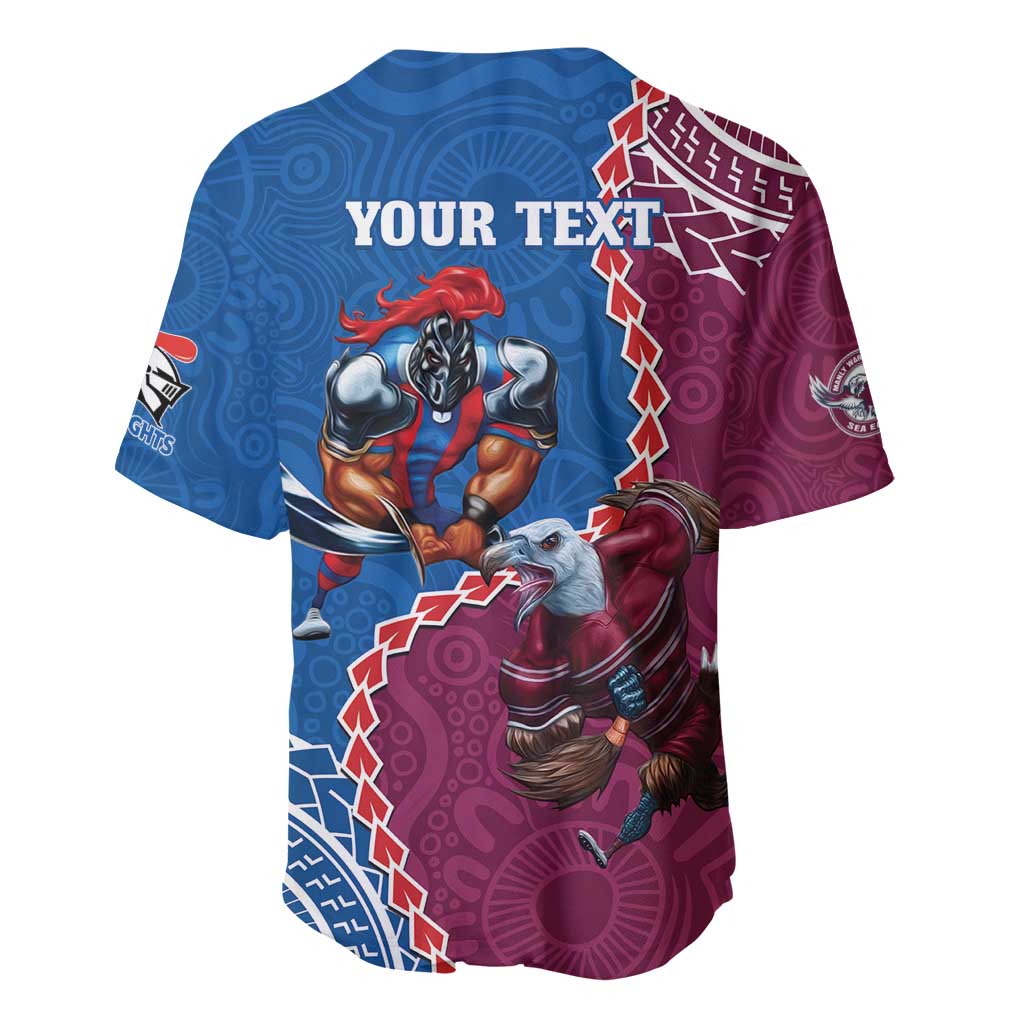 Personalised Eagles And Knights Rugby Baseball Jersey Aboriginal Mix Polynesian Pattern