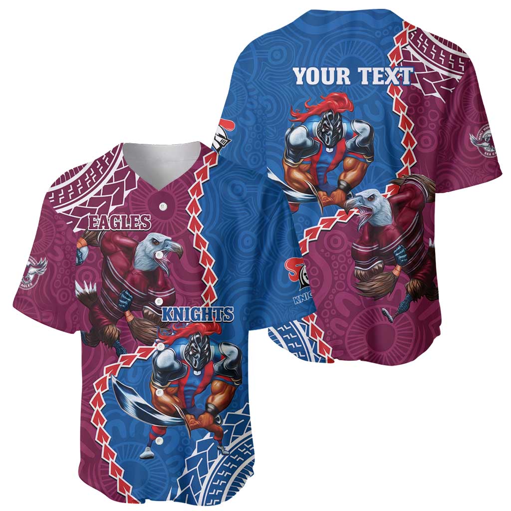 Personalised Eagles And Knights Rugby Baseball Jersey Aboriginal Mix Polynesian Pattern