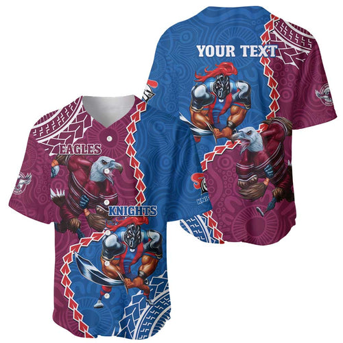 Personalised Eagles And Knights Rugby Baseball Jersey Aboriginal Mix Polynesian Pattern