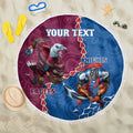 Personalised Eagles And Knights Rugby Beach Blanket Aboriginal Mix Polynesian Pattern