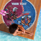 Personalised Eagles And Knights Rugby Beach Blanket Aboriginal Mix Polynesian Pattern