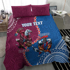 Personalised Eagles And Knights Rugby Bedding Set Aboriginal Mix Polynesian Pattern