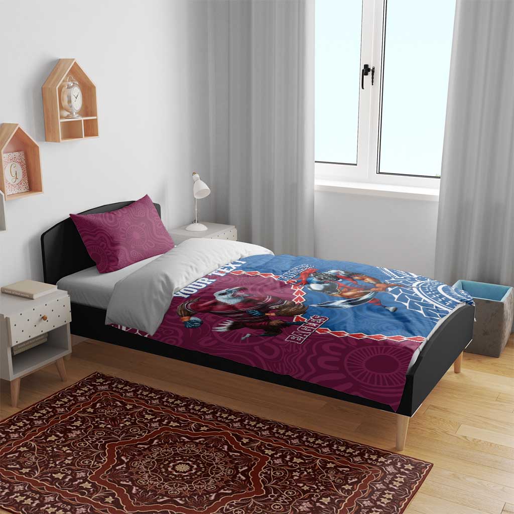 Personalised Eagles And Knights Rugby Bedding Set Aboriginal Mix Polynesian Pattern