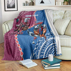 Personalised Eagles And Knights Rugby Blanket Aboriginal Mix Polynesian Pattern