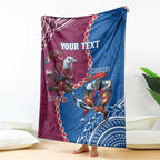 Personalised Eagles And Knights Rugby Blanket Aboriginal Mix Polynesian Pattern