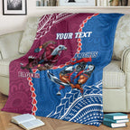 Personalised Eagles And Knights Rugby Blanket Aboriginal Mix Polynesian Pattern