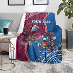 Personalised Eagles And Knights Rugby Blanket Aboriginal Mix Polynesian Pattern