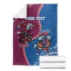 Personalised Eagles And Knights Rugby Blanket Aboriginal Mix Polynesian Pattern