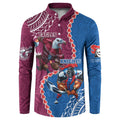 Personalised Eagles And Knights Rugby Button Sweatshirt Aboriginal Mix Polynesian Pattern