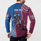Personalised Eagles And Knights Rugby Button Sweatshirt Aboriginal Mix Polynesian Pattern