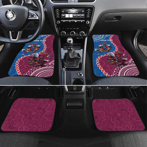 Personalised Eagles And Knights Rugby Car Mats Aboriginal Mix Polynesian Pattern