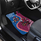 Personalised Eagles And Knights Rugby Car Mats Aboriginal Mix Polynesian Pattern