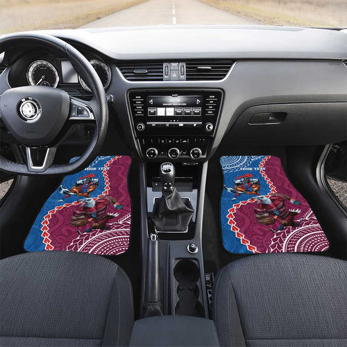 Personalised Eagles And Knights Rugby Car Mats Aboriginal Mix Polynesian Pattern