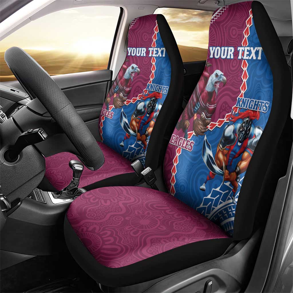 Personalised Eagles And Knights Rugby Car Seat Cover Aboriginal Mix Polynesian Pattern
