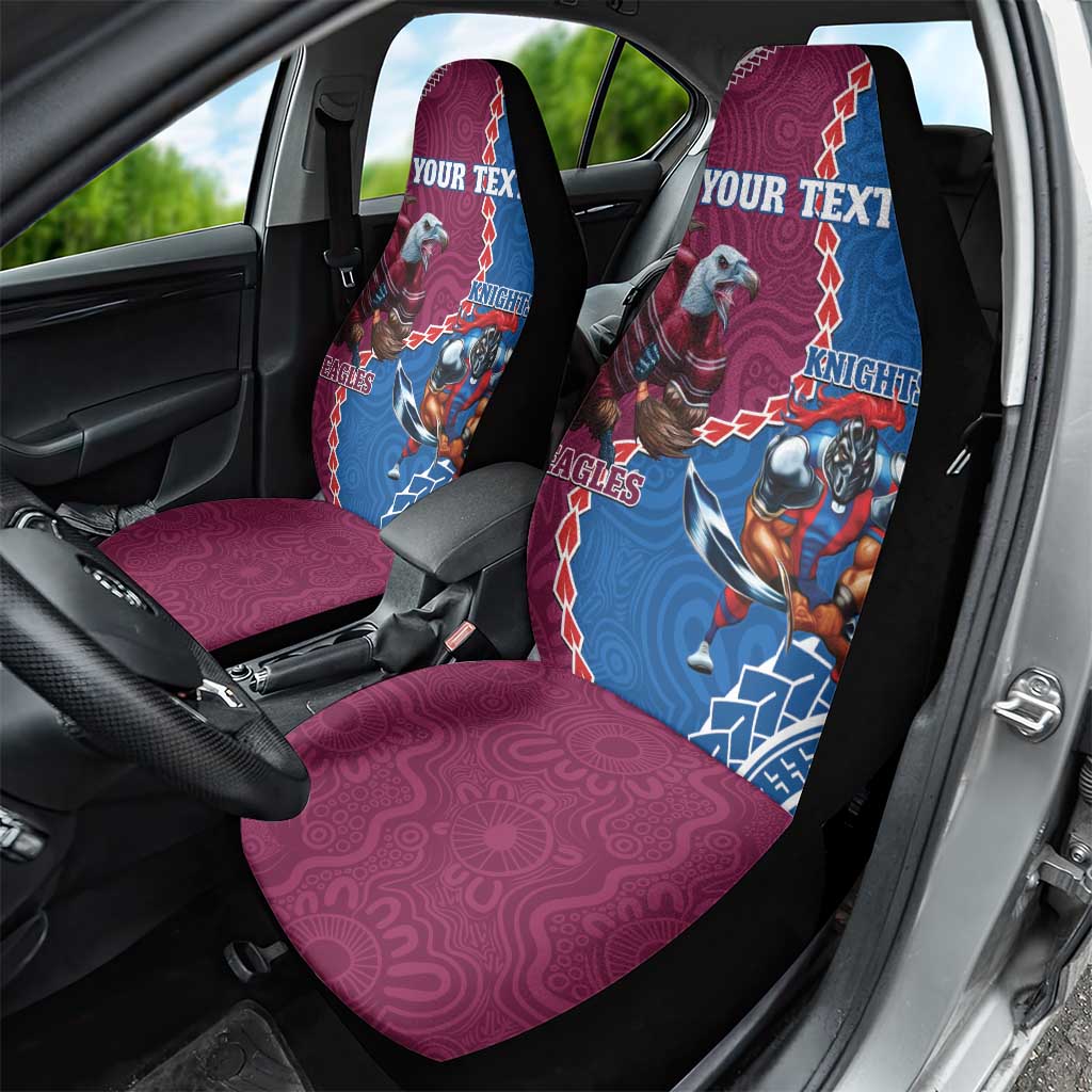 Personalised Eagles And Knights Rugby Car Seat Cover Aboriginal Mix Polynesian Pattern