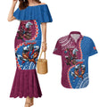 Personalised Eagles And Knights Rugby Couples Matching Mermaid Dress and Hawaiian Shirt Aboriginal Mix Polynesian Pattern