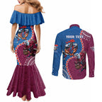 Personalised Eagles And Knights Rugby Couples Matching Mermaid Dress and Long Sleeve Button Shirt Aboriginal Mix Polynesian Pattern