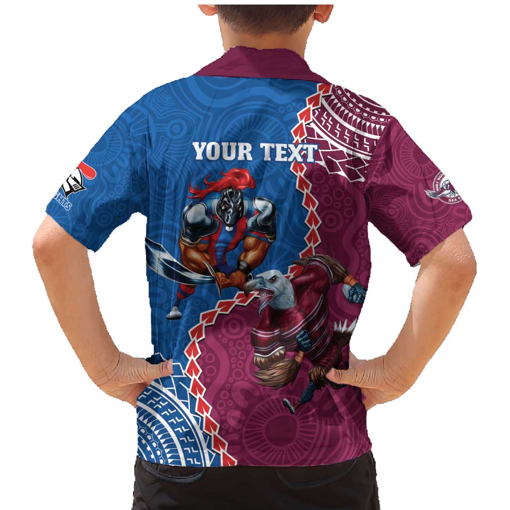 Personalised Eagles And Knights Rugby Family Matching Mermaid Dress and Hawaiian Shirt Aboriginal Mix Polynesian Pattern