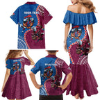 Personalised Eagles And Knights Rugby Family Matching Mermaid Dress and Hawaiian Shirt Aboriginal Mix Polynesian Pattern