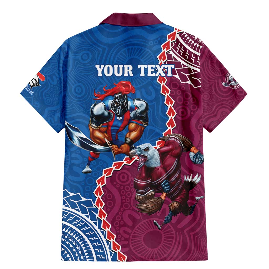 Personalised Eagles And Knights Rugby Family Matching Mermaid Dress and Hawaiian Shirt Aboriginal Mix Polynesian Pattern