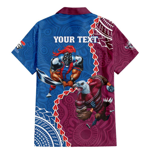 Personalised Eagles And Knights Rugby Family Matching Mermaid Dress and Hawaiian Shirt Aboriginal Mix Polynesian Pattern