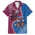 Personalised Eagles And Knights Rugby Family Matching Off The Shoulder Long Sleeve Dress and Hawaiian Shirt Aboriginal Mix Polynesian Pattern