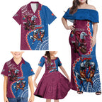 Personalised Eagles And Knights Rugby Family Matching Off Shoulder Maxi Dress and Hawaiian Shirt Aboriginal Mix Polynesian Pattern