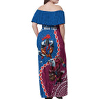 Personalised Eagles And Knights Rugby Family Matching Off Shoulder Maxi Dress and Hawaiian Shirt Aboriginal Mix Polynesian Pattern