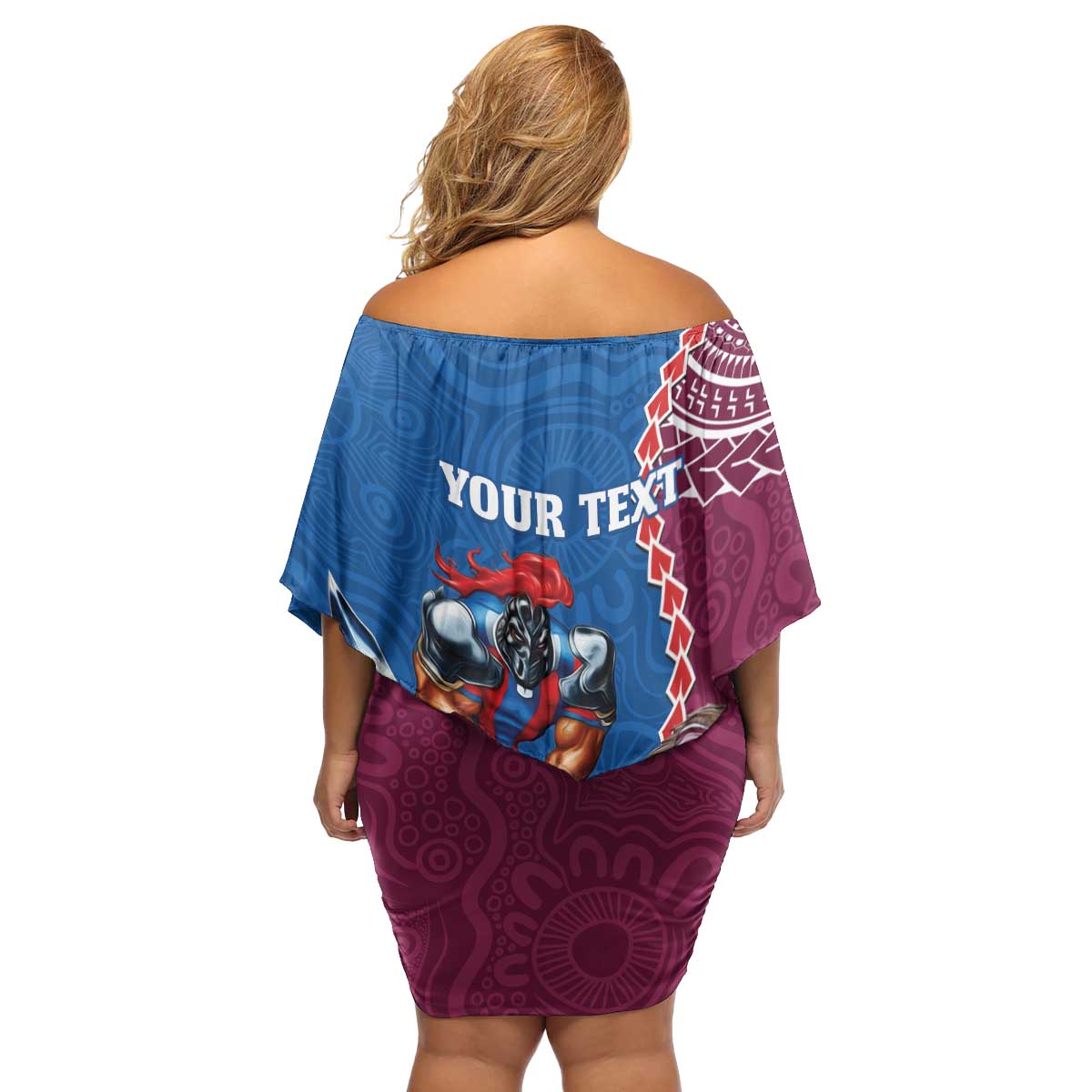 Personalised Eagles And Knights Rugby Family Matching Off Shoulder Short Dress and Hawaiian Shirt Aboriginal Mix Polynesian Pattern
