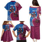 Personalised Eagles And Knights Rugby Family Matching Puletasi and Hawaiian Shirt Aboriginal Mix Polynesian Pattern