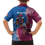 Personalised Eagles And Knights Rugby Family Matching Short Sleeve Bodycon Dress and Hawaiian Shirt Aboriginal Mix Polynesian Pattern