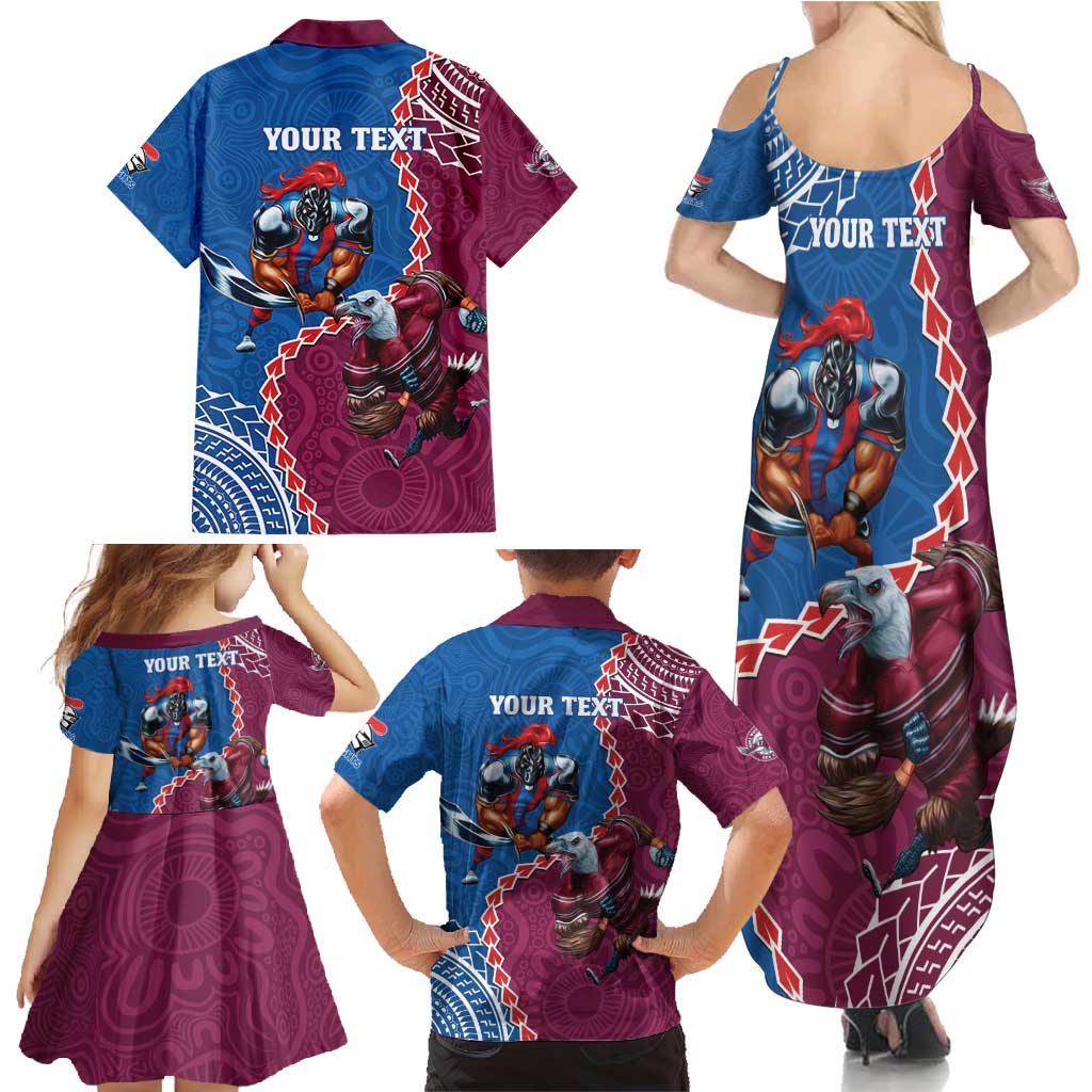 Personalised Eagles And Knights Rugby Family Matching Summer Maxi Dress and Hawaiian Shirt Aboriginal Mix Polynesian Pattern