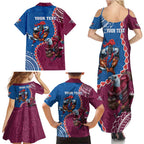 Personalised Eagles And Knights Rugby Family Matching Summer Maxi Dress and Hawaiian Shirt Aboriginal Mix Polynesian Pattern